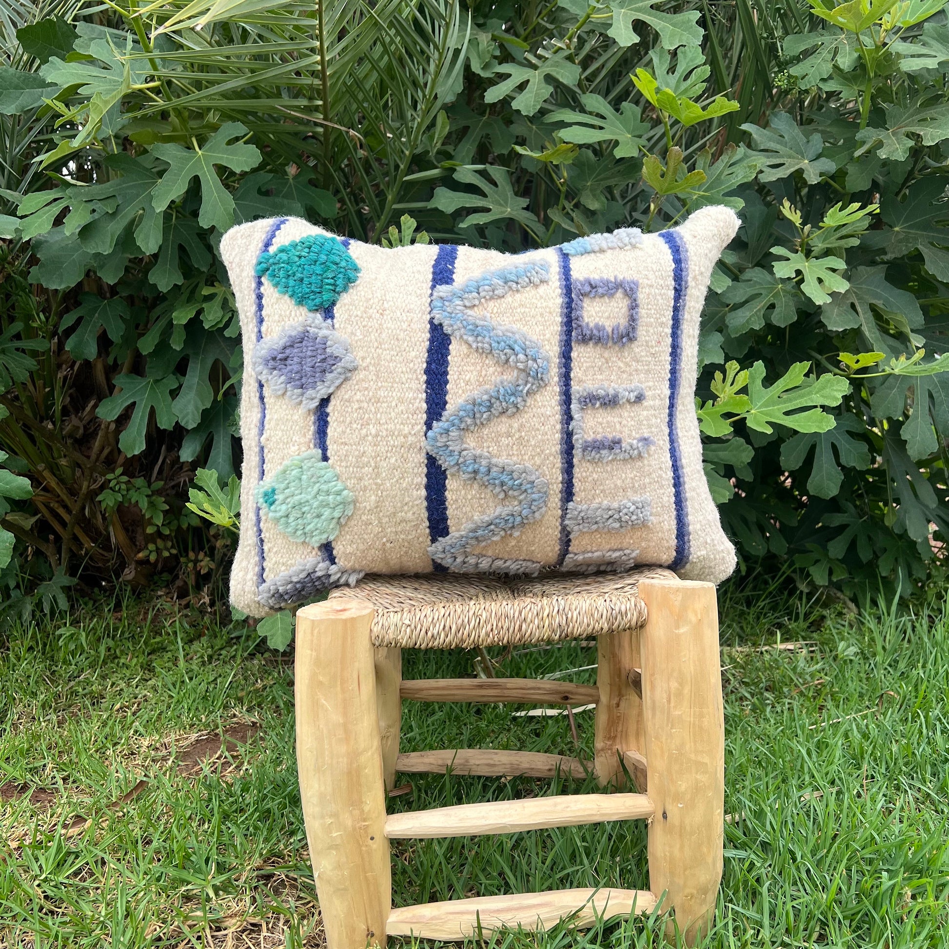 Handmade White Pillows - Cushions, Modern Berber Pillows, Berber Pillows, Ottoman , Wool Pillows, and Bohemian Decoration.