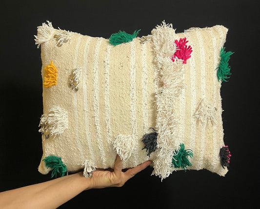 New White Cushions - Cushions, Modern Berber Pillows, Berber Pillows, Ottoman Pillows , Wool Pillows, and Bohemian Decoration.