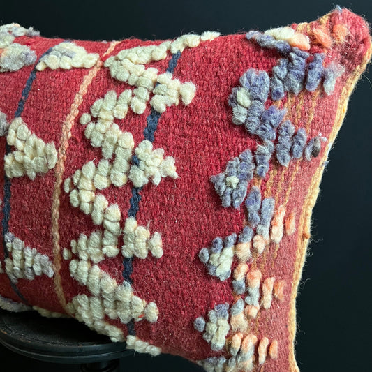 Moroccan Handmade Cushions - Vintage Red Pillows, Berber Pillows - Wool Pillows, and Bohemian Decoration