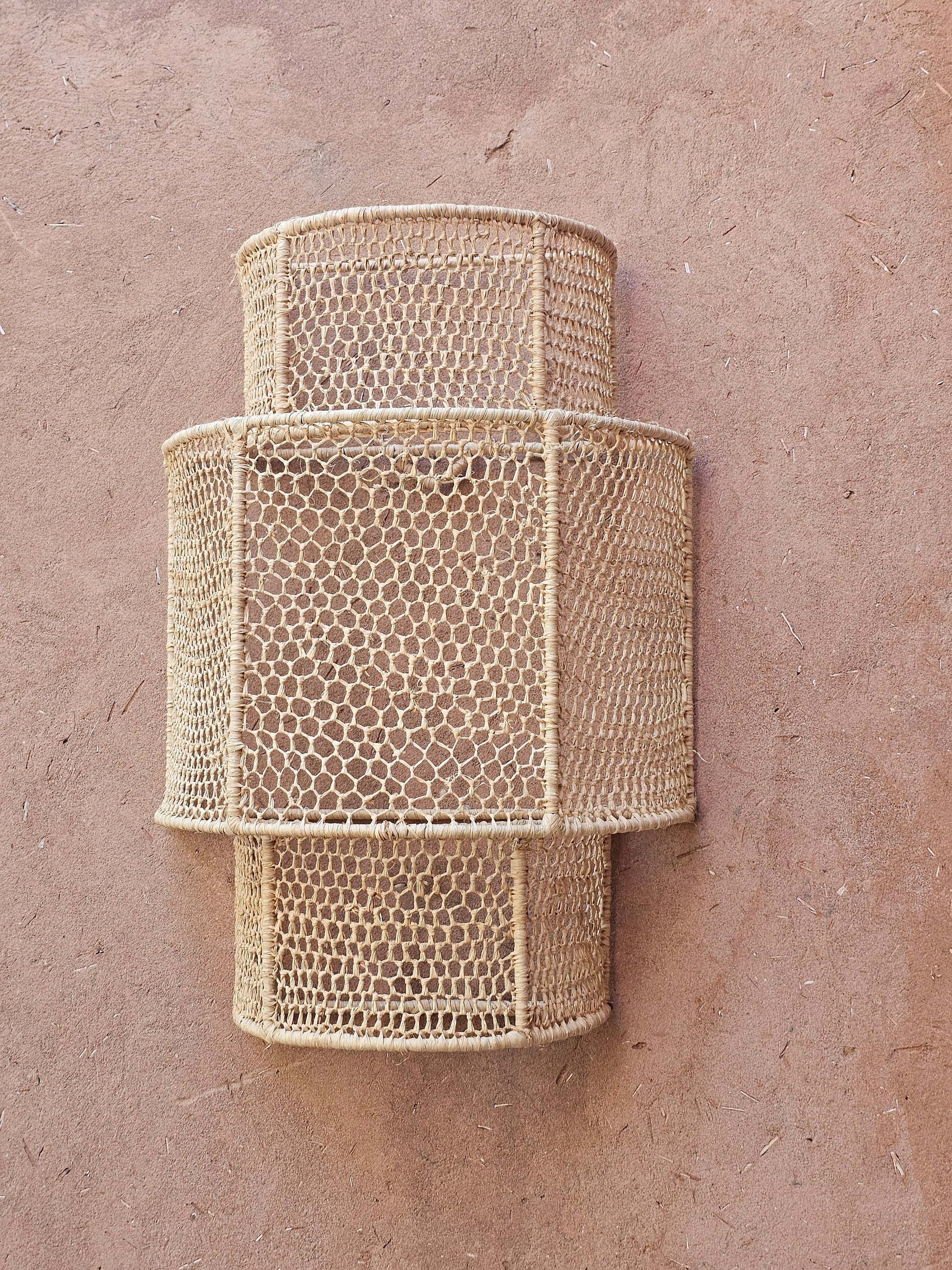 Raffia Wall Light in Honeycomb , Wall Decor Lighting in Raffia , Raffia Sconce