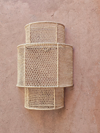Raffia Wall Light in Honeycomb , Wall Decor Lighting in Raffia , Raffia Sconce