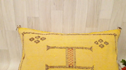 Cactus Silk Cushion Cover - Yellow Sabra Pillow - Handmade Morocco Cushion