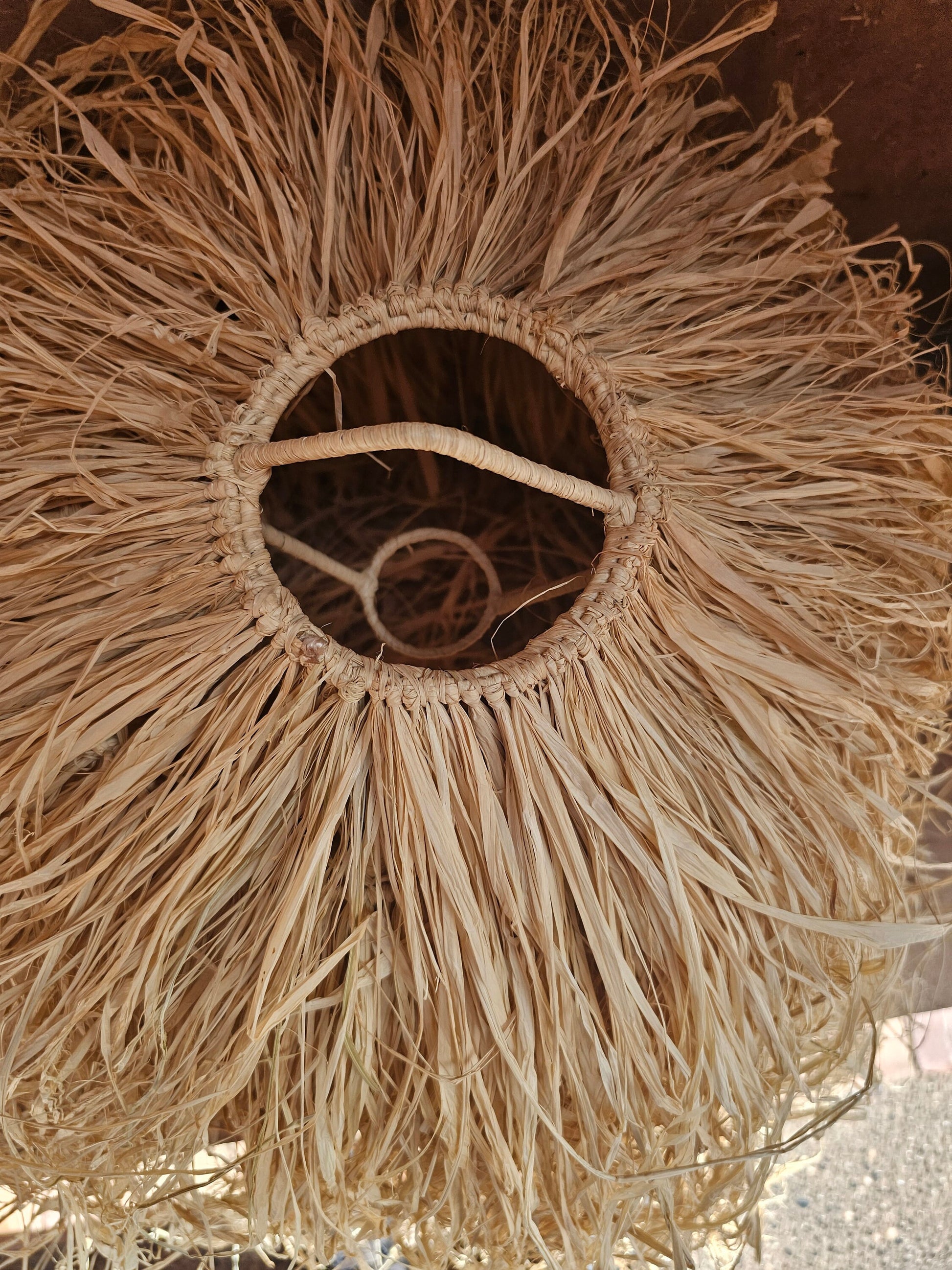 Raffia Pendant Light , Hanging Lamp Shade in Raffia