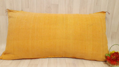 Cactus Silk Cushion Cover - Yellow Sabra Pillow - Handmade Morocco Cushion
