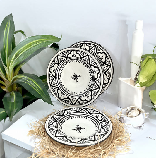 Handcrafted Moroccan Ceramic Dining Plates Set - Exquisite Hand-Painted Artisanal Dinnerware