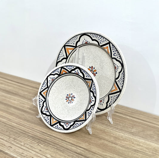 Set of 2 Handmade Moroccan Ceramic Plate - Hand-Painted Ceramic Plate - Authentic Moroccan Handmade Dining Plates - Artisanal Dinnerware Set