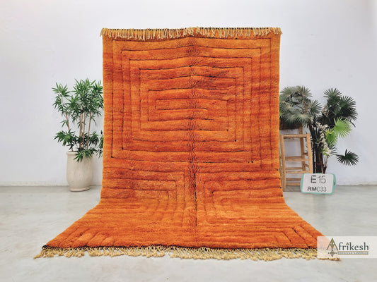 TUFTED MRIRT RUG 6X10, Woven Moroccan Rug, Soft Bright Orange Rug, High Quality Mrirt Design, Berber Carpet, Shag Rug for Living Room.