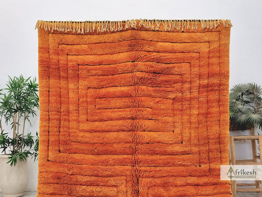 TUFTED MRIRT RUG 6X10, Woven Moroccan Rug, Soft Bright Orange Rug, High Quality Mrirt Design, Berber Carpet, Shag Rug for Living Room.