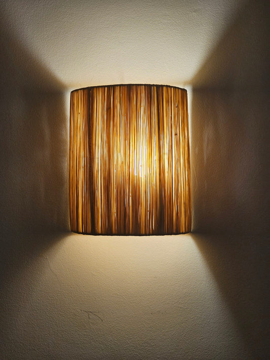 Raffia Wall Light , Wall Decor Lighting in Raffia , Raffia Sconce