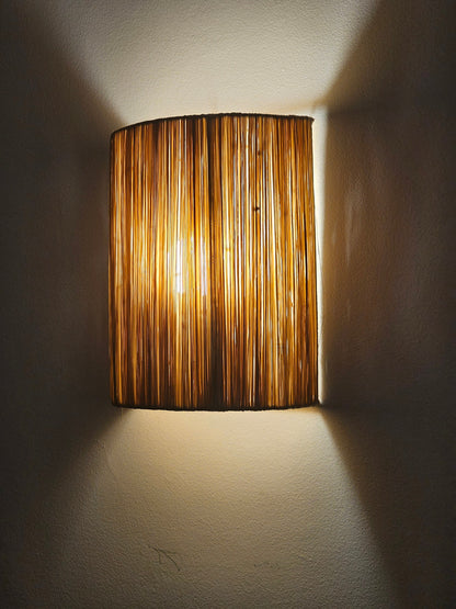 Raffia Wall Light , Wall Decor Lighting in Raffia , Raffia Sconce