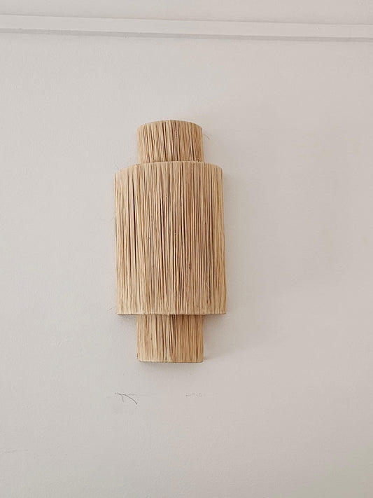 Raffia Wall Light , Wall Decor Lighting in Raffia , Raffia Sconce