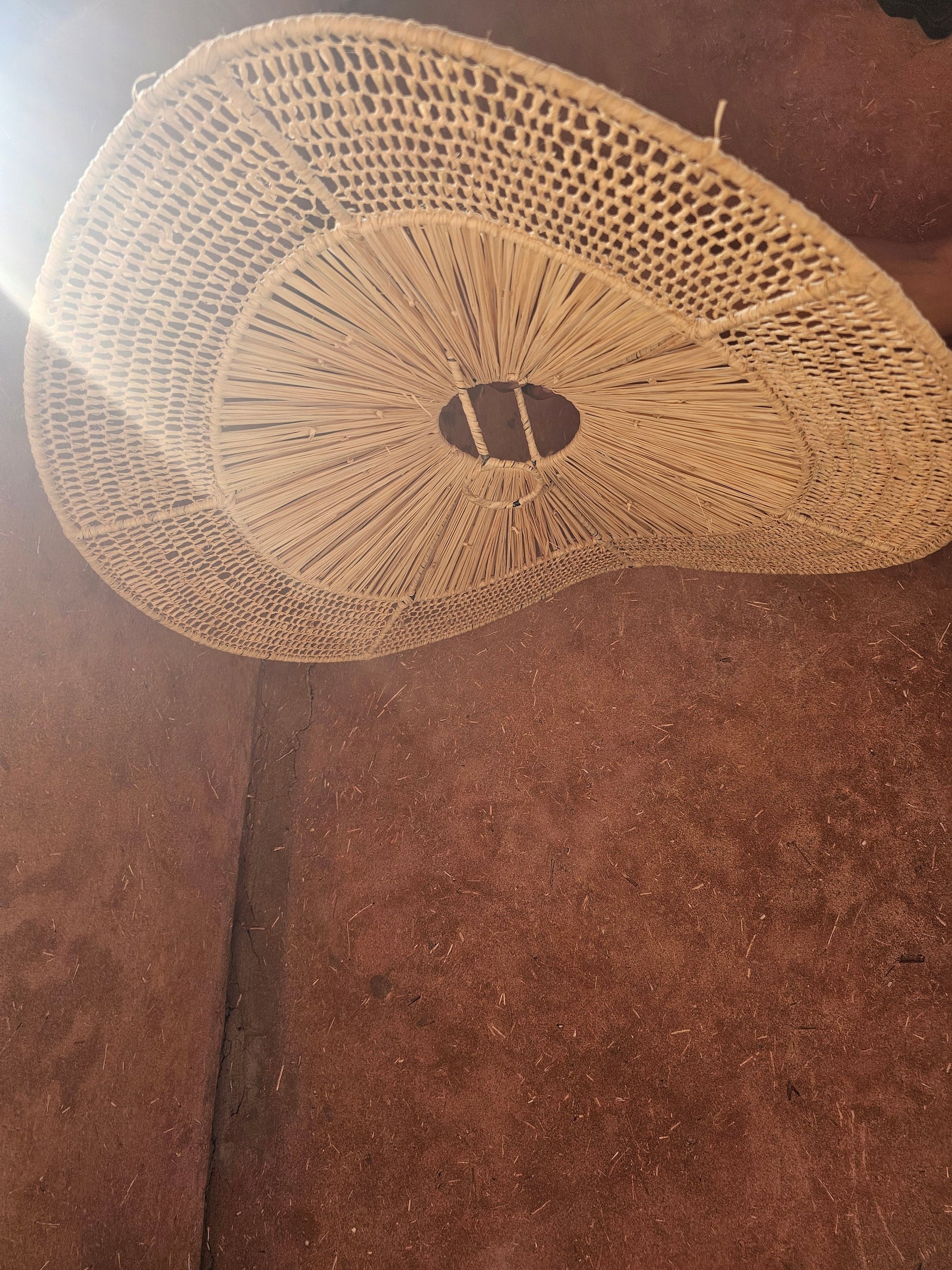 Raffia Pendant Light in Parasol Shape , Hanging Lampshade in Raffia