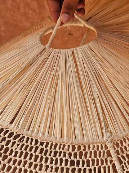 Raffia Pendant Light in Parasol Shape , Hanging Lampshade in Raffia