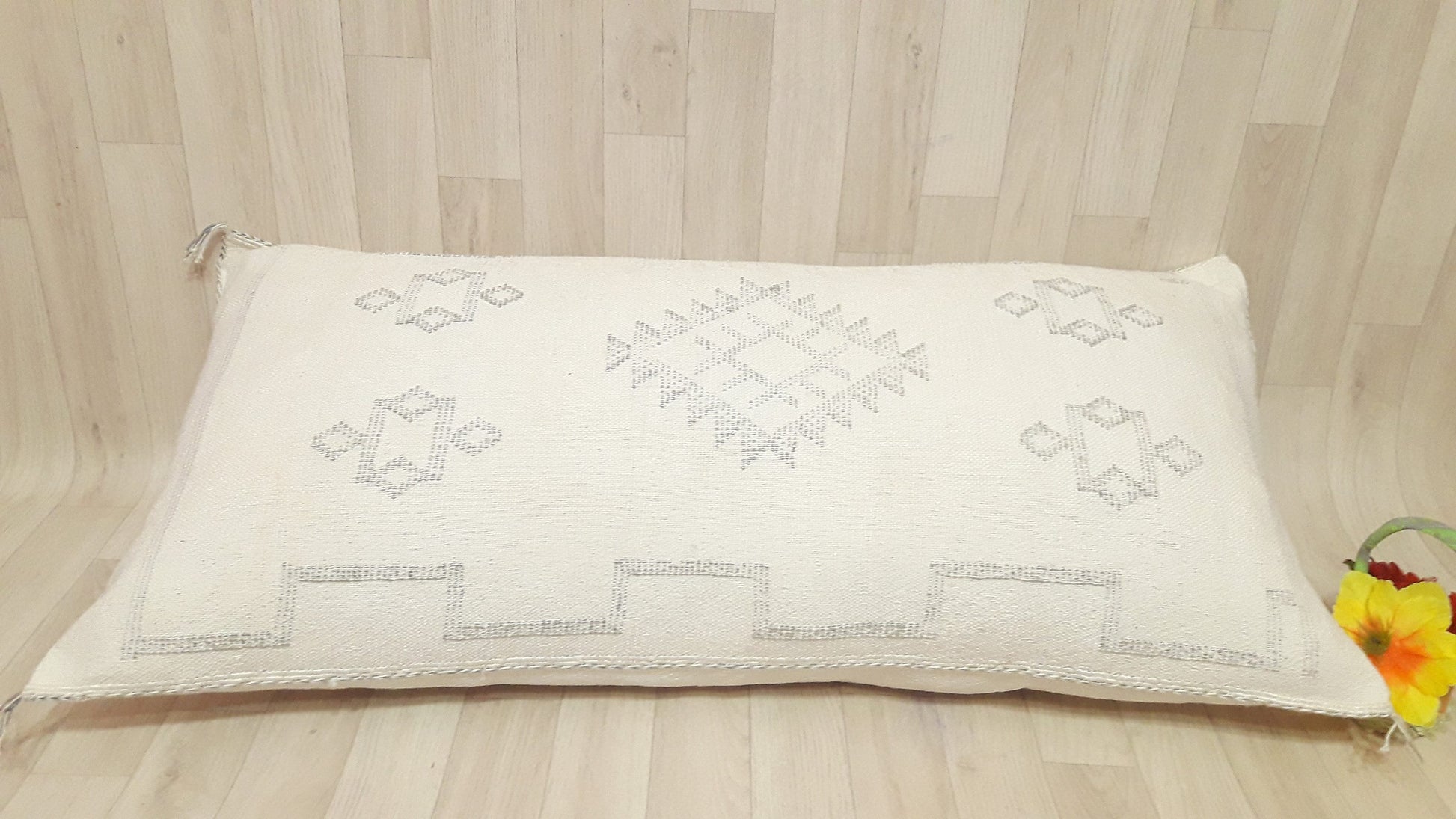 White Cactus Silk Pillow Cover, Moroccan Sabra Cushion Cover , Boho Cushion, Sabra Cactus Silk Cushion,Home Decor.Cactus Silk Lumbar Pillow