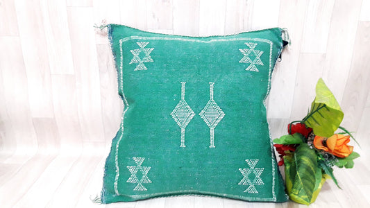Cactus Silk Pillow, Moroccan Sabra Cushion, Handmade Cactus Silk Pillow, Berber Sabra Cushion, Pillow Throw, Moroccan Lumbar Sabra Cushion