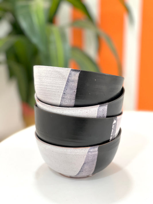 Set of 4 Ceramic Handmade Bowls - Moroccan Handmade Ceramic Bowls - Minimalist Style Bowls - Pottery Bowls - Cool Assorted Colors Bowls