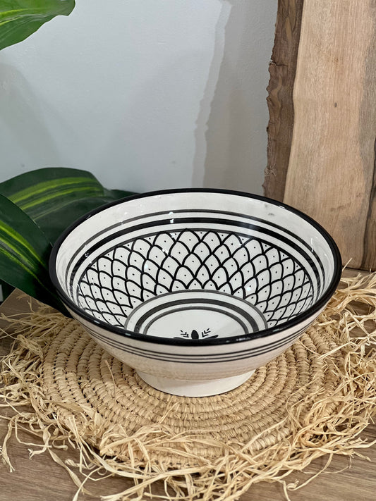 Handmade Ceramic Salad Bowl - (7.5In X 3.4In) - Pottery Bowl - Large Salad Bowl - Handpainted Moroccan Artisanal Bowl - Ceramic Fruit Bowl