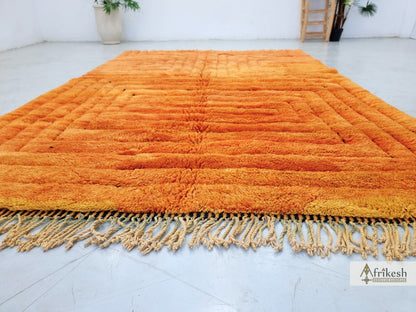 TUFTED MRIRT RUG 6X10, Woven Moroccan Rug, Soft Bright Orange Rug, High Quality Mrirt Design, Berber Carpet, Shag Rug for Living Room.