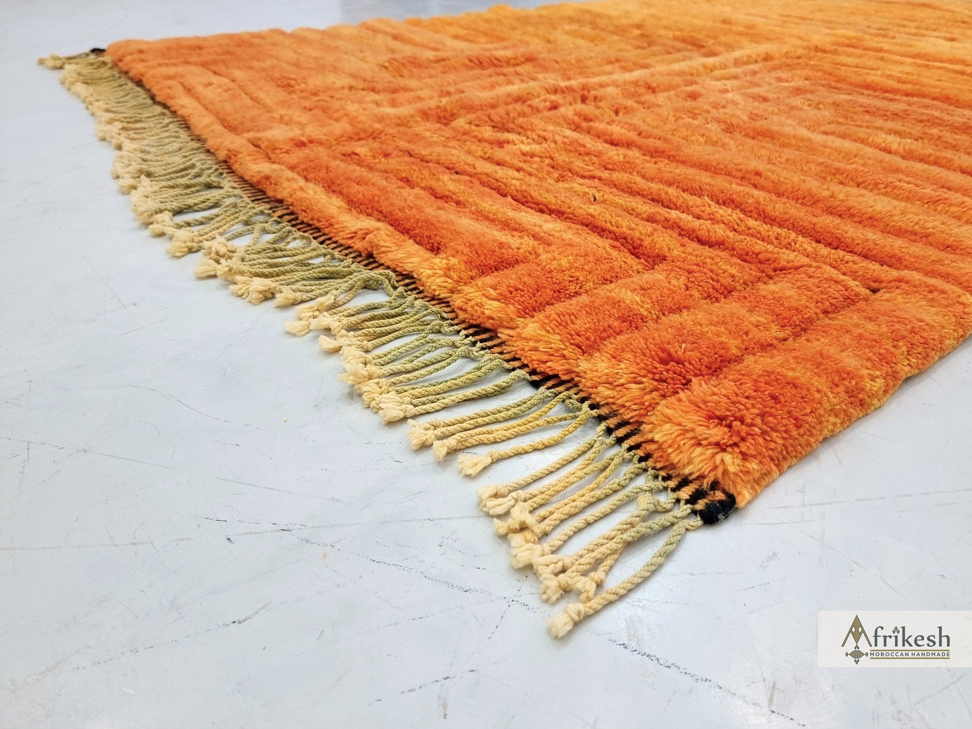 TUFTED MRIRT RUG 6X10, Woven Moroccan Rug, Soft Bright Orange Rug, High Quality Mrirt Design, Berber Carpet, Shag Rug for Living Room.