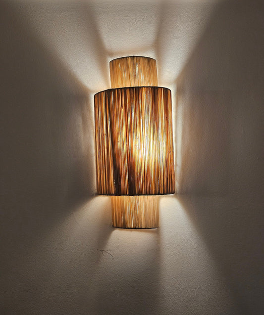 Raffia Wall Light , Wall Decor Lighting in Raffia , Raffia Sconce
