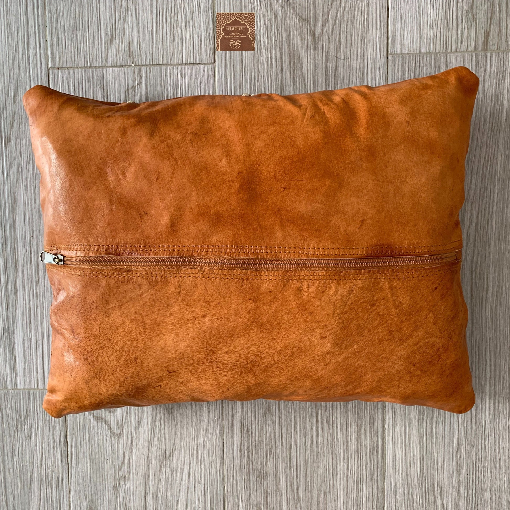 Amazing Handmade Leather Rectangular Pillow Cover, Decorative Brown Leather Pillow Case, Gift for Mum. Handmade Leather Throw Pillow Cover.