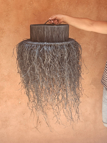 Raffia Pendant Light with Fringes , Hanging Lamp Shade in Raffia