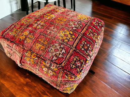 Kilim Pouf ,Multi Color Moroccan Pouf.Vintage Pouf .Beni Ouarain Pouf. Square Pouf .Outdoor Kilm Pouf.Yoga Meditation.Ottoman Pouf,Handmade