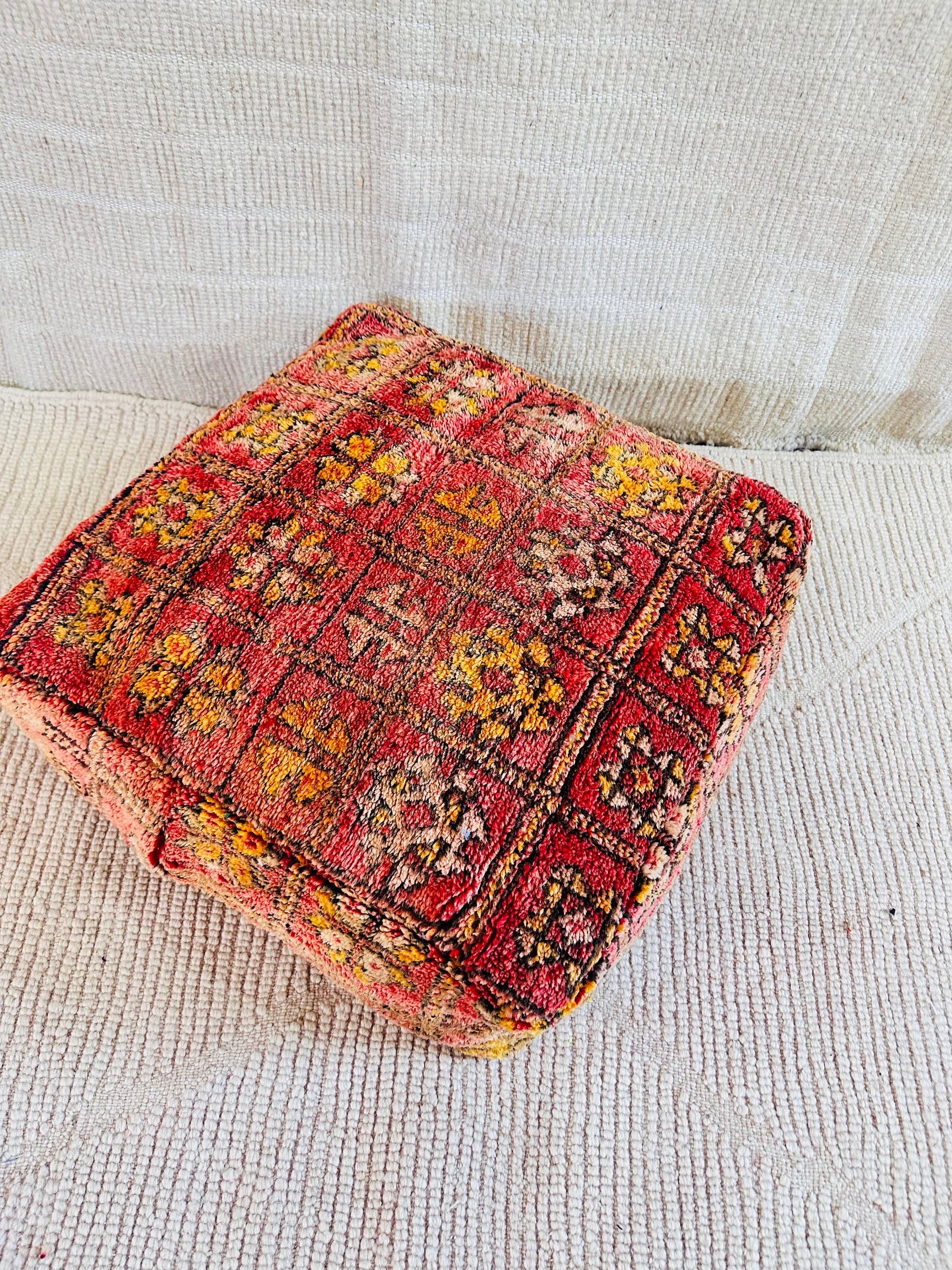 Kilim Pouf ,Multi Color Moroccan Pouf.Vintage Pouf .Beni Ouarain Pouf. Square Pouf .Outdoor Kilm Pouf.Yoga Meditation.Ottoman Pouf,Handmade