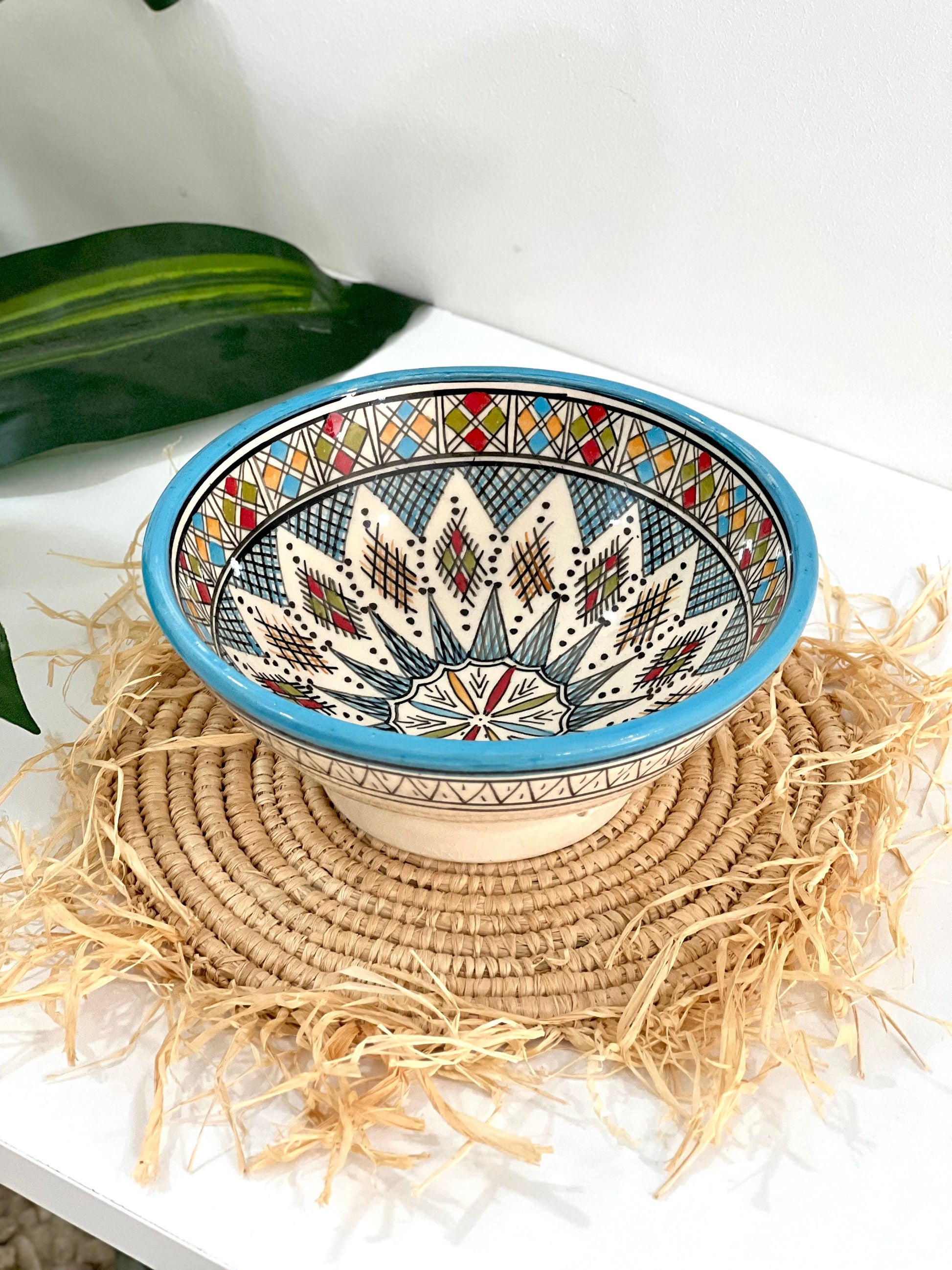 Moroccan Handmade Ceramic Salad Bowl - Pottery Bowl - Handpainted Moroccan Artisanal Bowl - Ceramic Fruit Bowl - Housewarming Gift