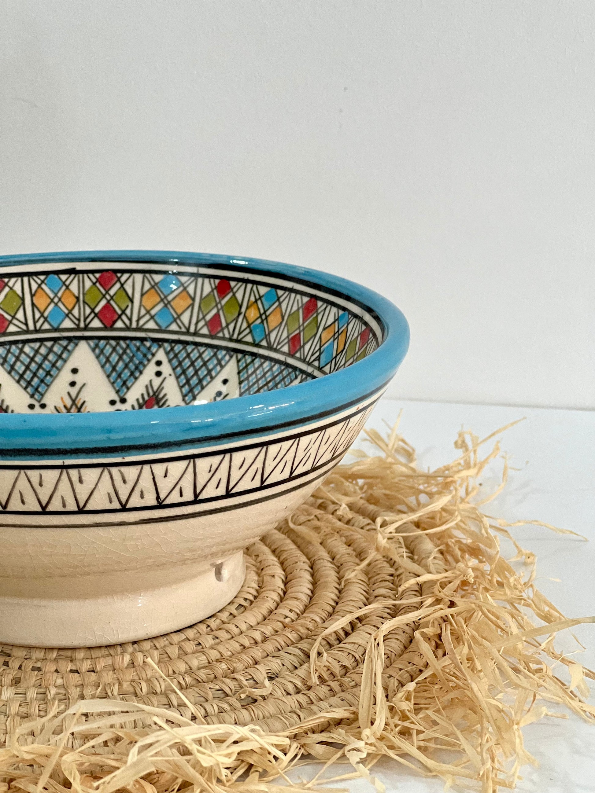 Moroccan Handmade Ceramic Salad Bowl - Pottery Bowl - Handpainted Moroccan Artisanal Bowl - Ceramic Fruit Bowl - Housewarming Gift