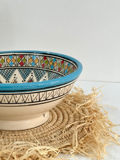 Moroccan Handmade Ceramic Salad Bowl - Pottery Bowl - Handpainted Moroccan Artisanal Bowl - Ceramic Fruit Bowl - Housewarming Gift