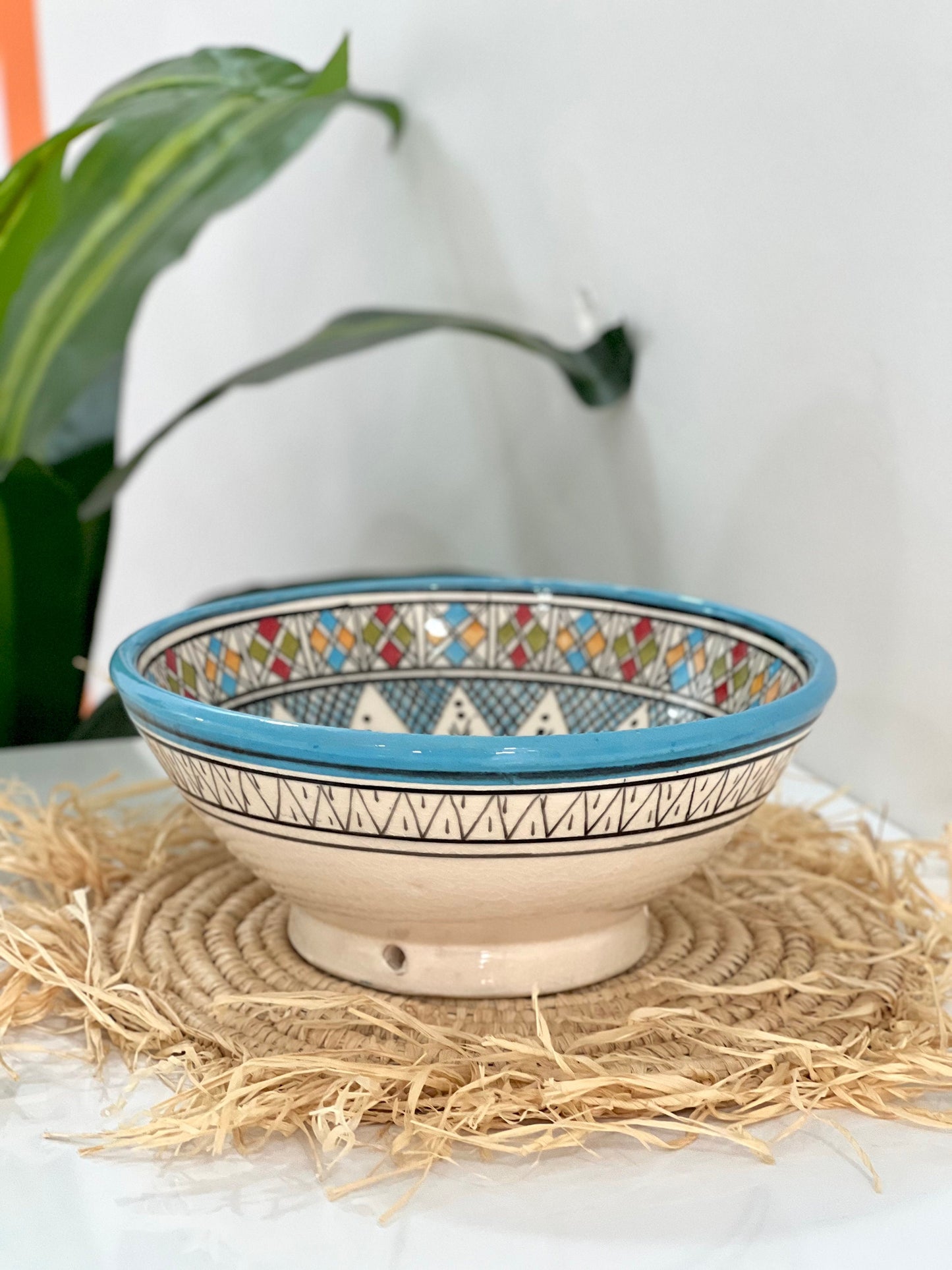 Moroccan Handmade Ceramic Salad Bowl - Pottery Bowl - Handpainted Moroccan Artisanal Bowl - Ceramic Fruit Bowl - Housewarming Gift