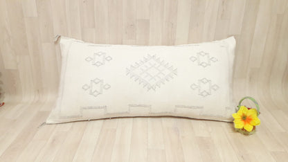 White Cactus Silk Pillow Cover, Moroccan Sabra Cushion Cover , Boho Cushion, Sabra Cactus Silk Cushion,Home Decor.Cactus Silk Lumbar Pillow