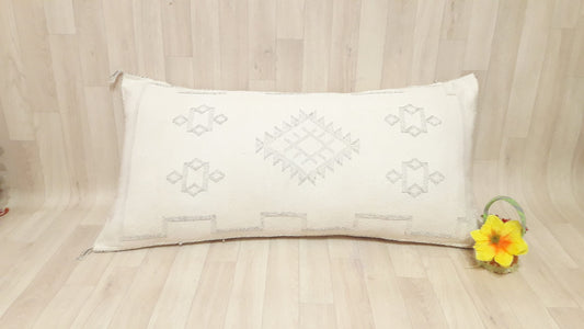 White Cactus Silk Pillow Cover, Moroccan Sabra Cushion Cover , Boho Cushion, Sabra Cactus Silk Cushion,Home Decor.Cactus Silk Lumbar Pillow