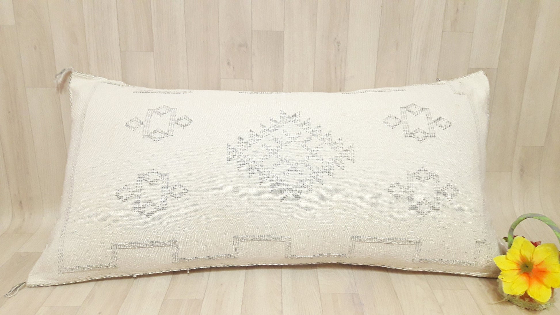 White Cactus Silk Pillow Cover, Moroccan Sabra Cushion Cover , Boho Cushion, Sabra Cactus Silk Cushion,Home Decor.Cactus Silk Lumbar Pillow