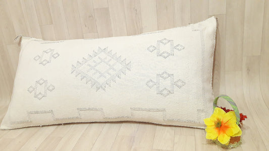 White Cactus Silk Pillow Cover, Moroccan Sabra Cushion Cover , Boho Cushion, Sabra Cactus Silk Cushion,Home Decor.Cactus Silk Lumbar Pillow