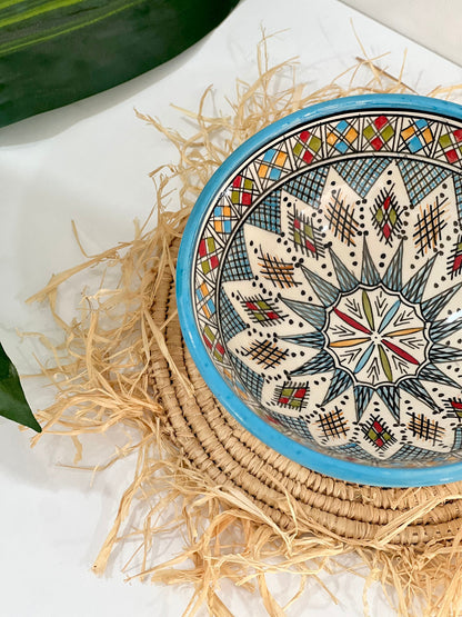 Moroccan Handmade Ceramic Salad Bowl - Pottery Bowl - Handpainted Moroccan Artisanal Bowl - Ceramic Fruit Bowl - Housewarming Gift