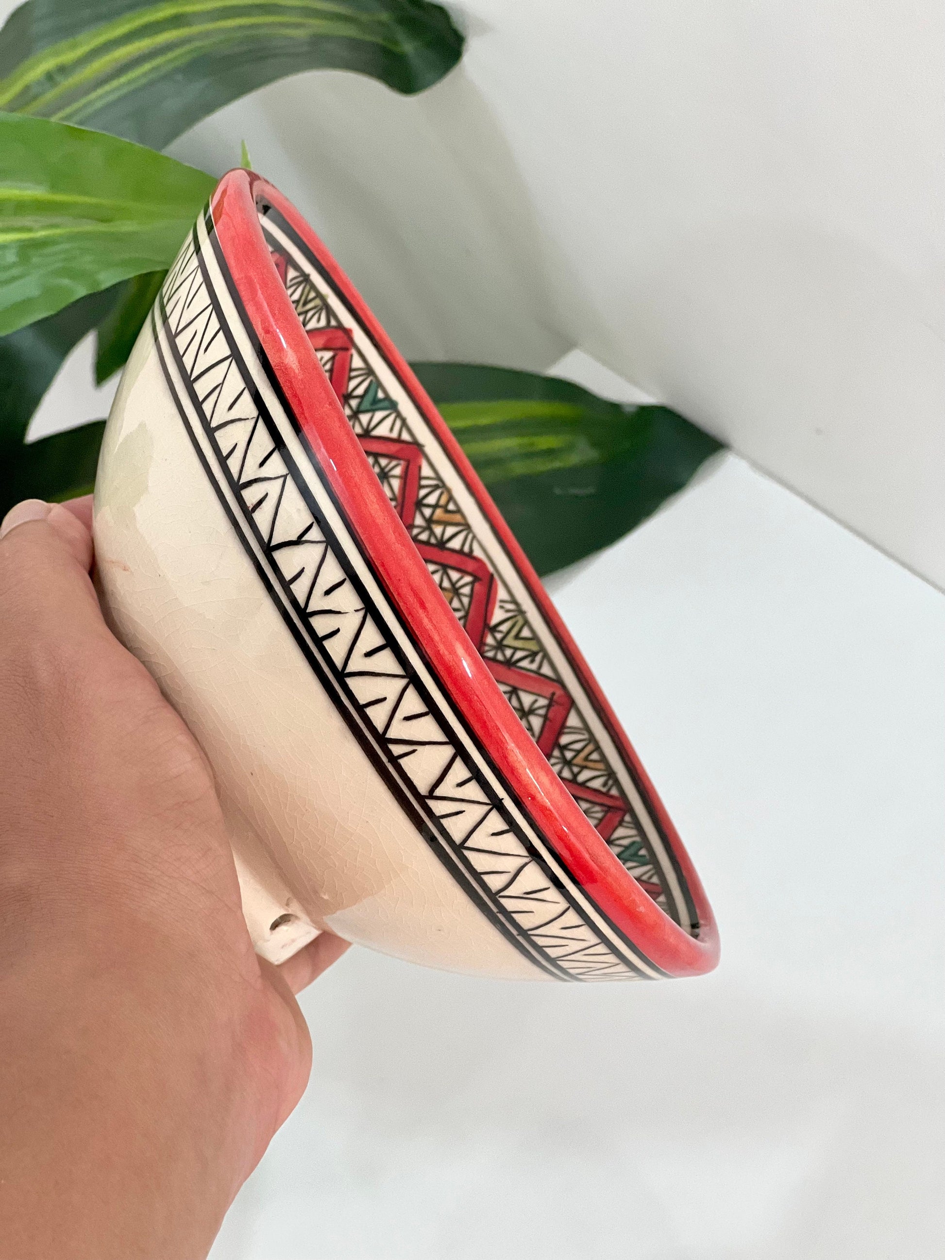 Moroccan Handmade Ceramic Salad Bowl, Handmade Pottery Bowl, Handpainted Moroccan Artisanal Bowl, Unique Decorative Bowl, Moroccan Art