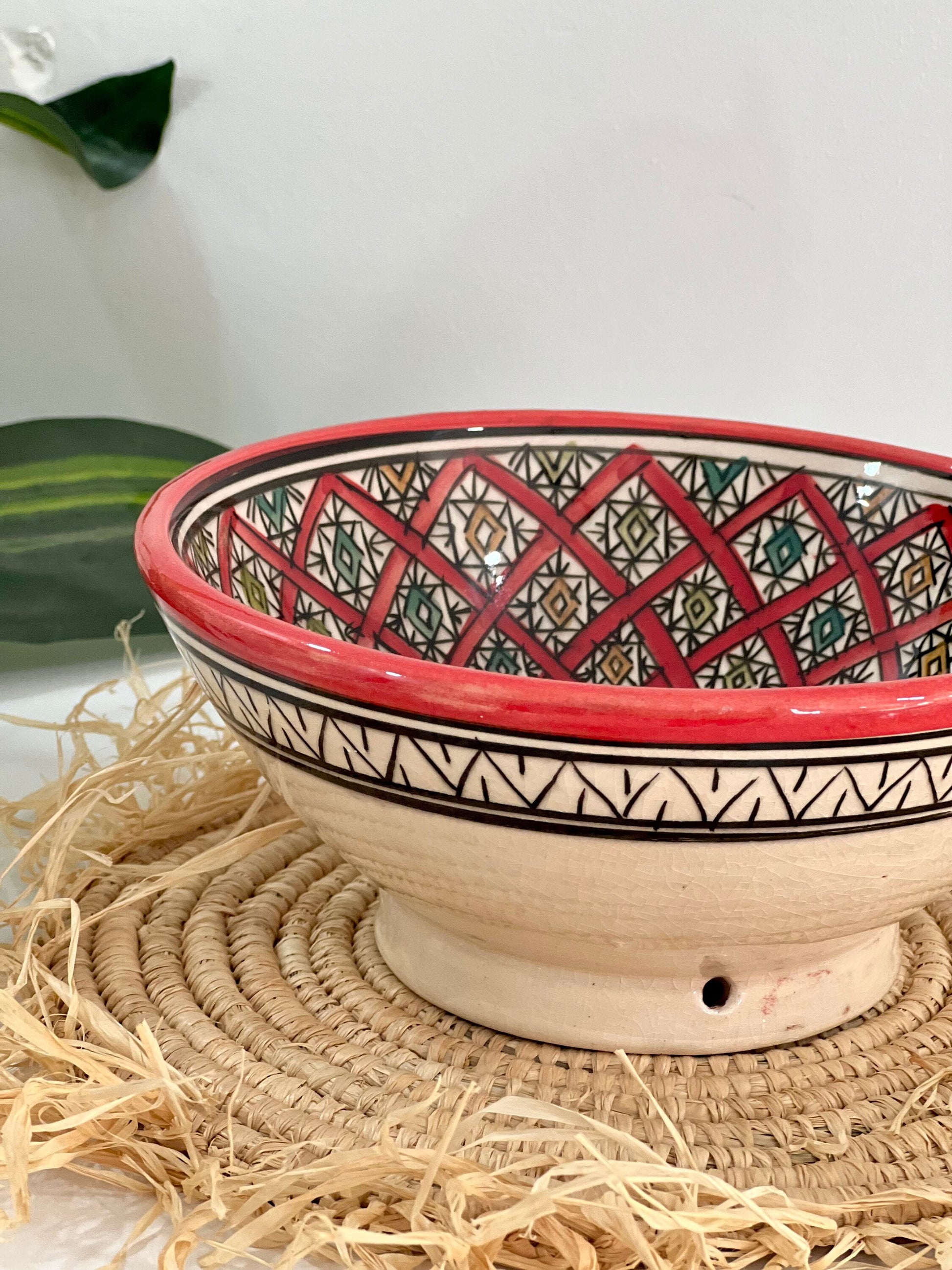 Moroccan Handmade Ceramic Salad Bowl, Handmade Pottery Bowl, Handpainted Moroccan Artisanal Bowl, Unique Decorative Bowl, Moroccan Art