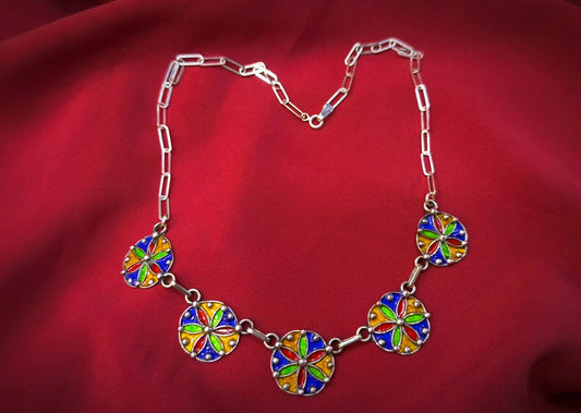 Berber Necklace in Enameled Sterling Silver, Kabyle Necklace, Berber Jewelry, Ethnic Necklace, Moroccan Jewelry, Kabyle Jewelry, Tribal, Boho.