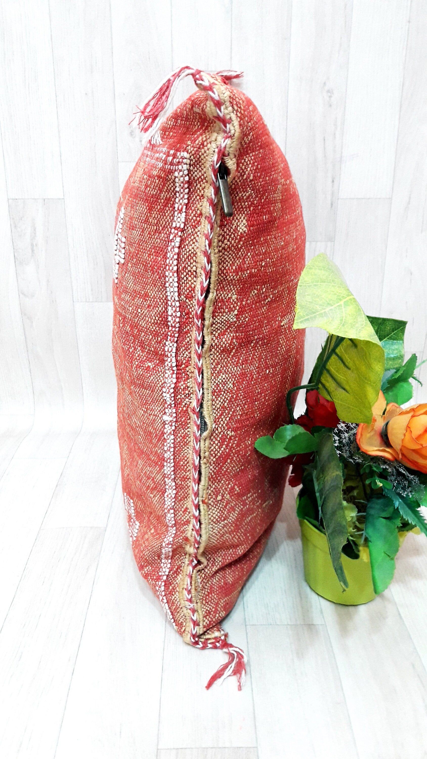 Cactus Silk Pillow Cover, Moroccan Boho Throw Pillow ,Hand Woven Berber Pillow, Sabra Cactus Silk Cushion Cover,Pillow,Cushion.Home Decor