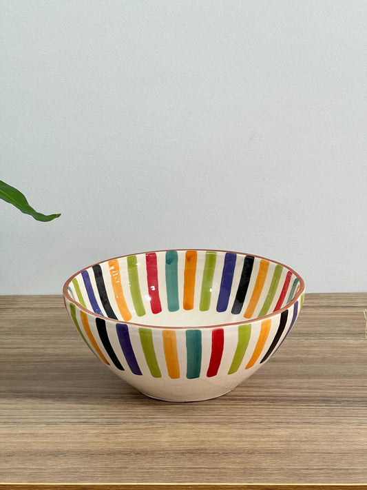 Colorful Handmade Salad Bowl | Wavy Sides Bowl | Ceramic Serving Bowl | Hand Painted Moroccan Artisanal Bowl | Kitchen Decor.