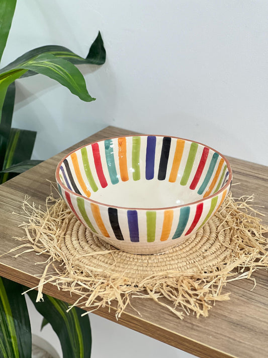 Colorful Handmade Salad Bowl | Wavy Sides Bowl | Ceramic Serving Bowl | Hand Painted Moroccan Artisanal Bowl | Kitchen Decor.