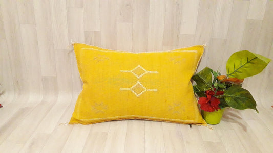 50% off Cactus Silk Pillow Cover, Moroccan Boho Throw Pillow ,Hand Woven Berber Pillow, Sabra Cactus Silk Cushion Cover,Pillow,Cushion