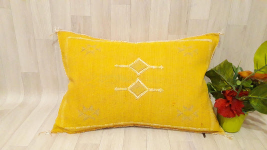 50% off Cactus Silk Pillow Cover, Moroccan Boho Throw Pillow ,Hand Woven Berber Pillow, Sabra Cactus Silk Cushion Cover,Pillow,Cushion