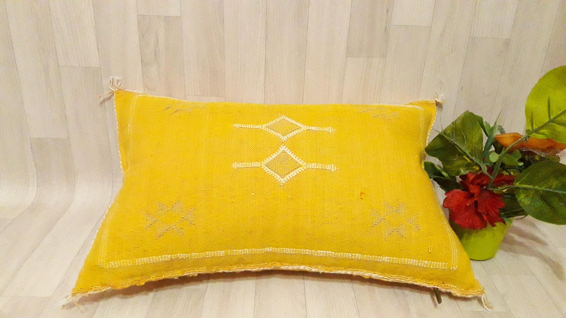 50% off Cactus Silk Pillow Cover, Moroccan Boho Throw Pillow ,Hand Woven Berber Pillow, Sabra Cactus Silk Cushion Cover,Pillow,Cushion