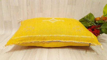 50% off Cactus Silk Pillow Cover, Moroccan Boho Throw Pillow ,Hand Woven Berber Pillow, Sabra Cactus Silk Cushion Cover,Pillow,Cushion