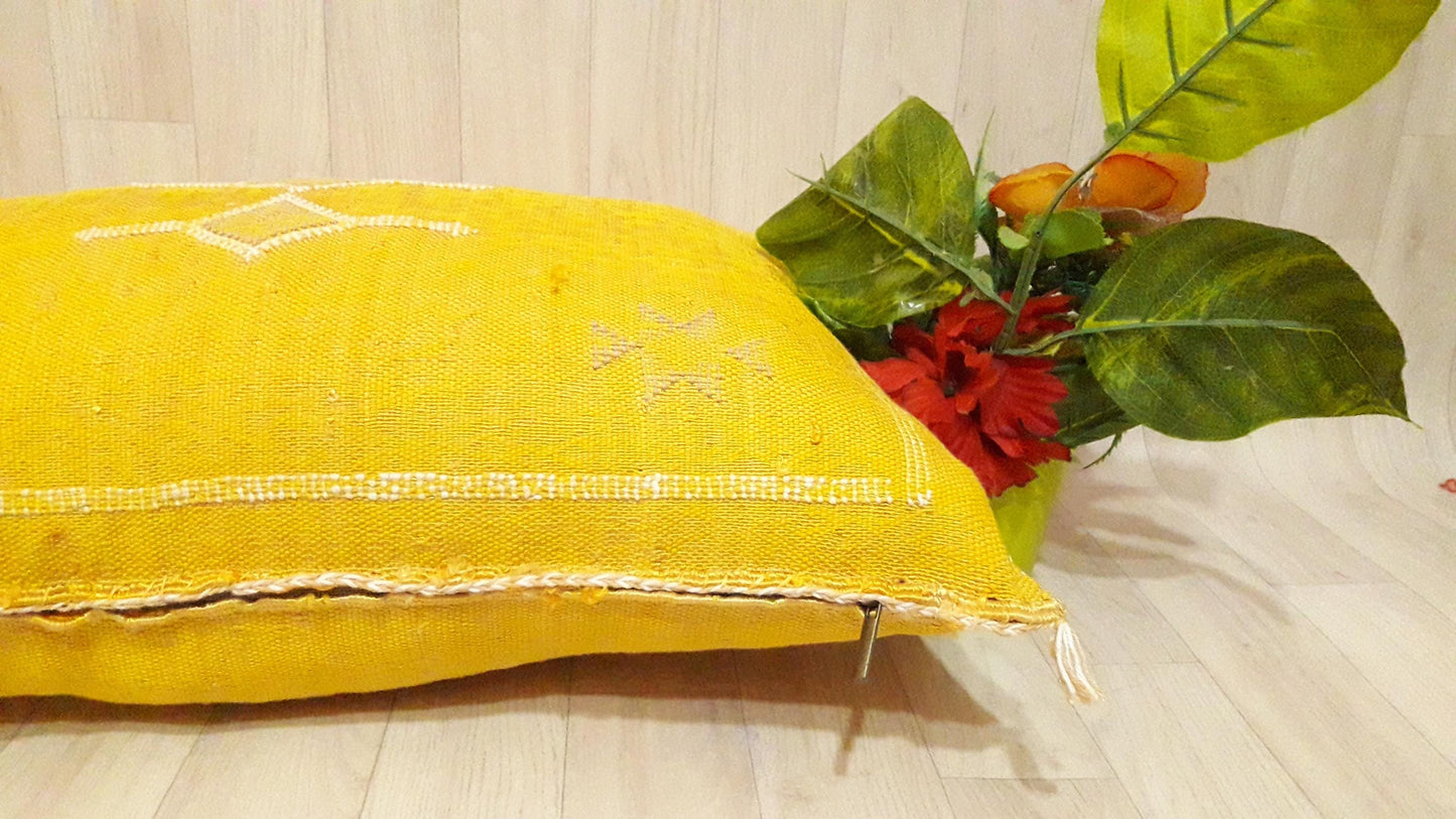 50% off Cactus Silk Pillow Cover, Moroccan Boho Throw Pillow ,Hand Woven Berber Pillow, Sabra Cactus Silk Cushion Cover,Pillow,Cushion