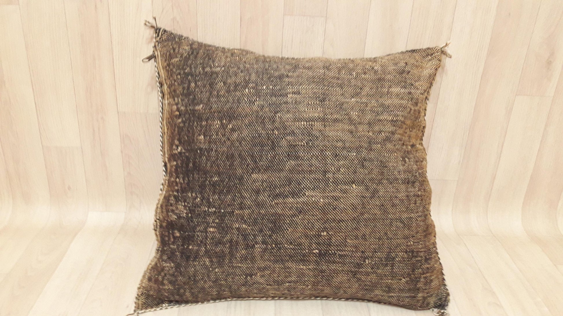 Brown Cactus Silk Pillow Cover, Moroccan Boho Throw Pillow , Morocco Handmade Pillow, Sabra Cactus Silk Cushion,Home Decor