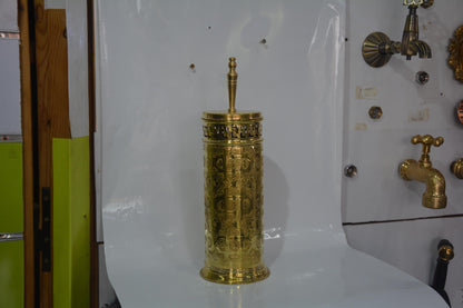 Hand-Engraved Brass Toilet Brush, Moroccan Handcrafted Copper Toilet Brush